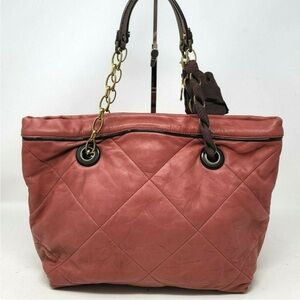 Vintage Lanvin Amalia Quilted Lambskin Tote in Brick Red